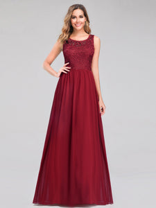 Long Burgundy Lace Illion Evening Formal Dresses EZ