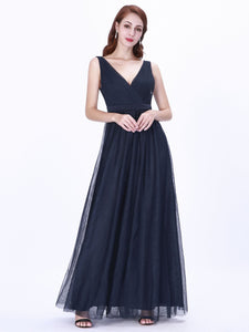 Long Navy Blue Evening Party Dresses EZ