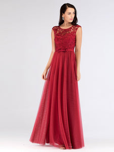 long Floor Length Lace O neck Illion Formal Dress Prom Dress EZ