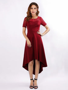 A Line Short Sleeve High Low Cocktail Party Dress EZ