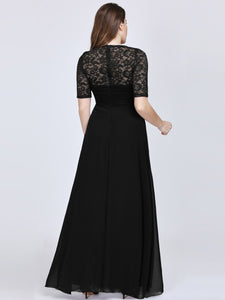 Half Sleeve Lace  Long Mother Of The Bride Dress EZ