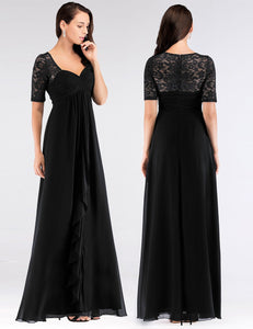 Half Sleeve Lace  Long Mother Of The Bride Dress EZ