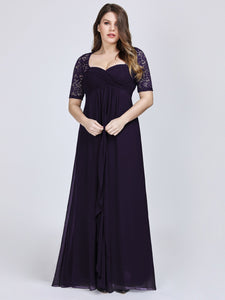 Half Sleeve Lace  Long Mother Of The Bride Dress EZ