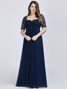 Half Sleeve Lace  Long Mother Of The Bride Dress EZ