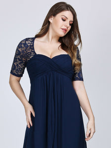 Half Sleeve Lace  Long Mother Of The Bride Dress EZ