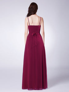 Sexy Burgundy Straps Long  Dress EZ