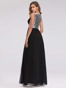 Long Black Sequin Party Prom Holiday Dress EZ