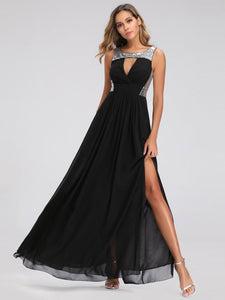 Long Black Sequin Party Prom Holiday Dress EZ