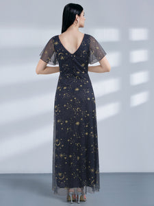 A Line V Neck Long Formal Evening Dress EZ