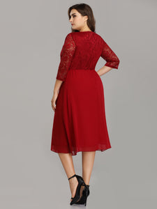 A Line Lace Cocktail Party Dress Knee Length EZ