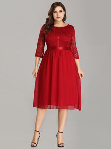 A Line Lace Cocktail Party Dress Knee Length EZ