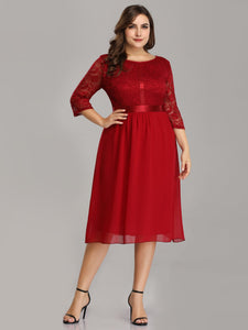 A Line Lace Cocktail Party Dress Knee Length EZ