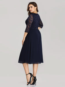 A Line Lace Cocktail Party Dress Knee Length EZ