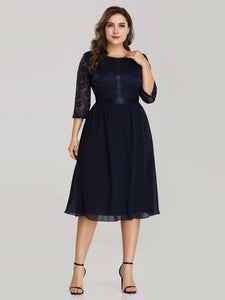 A Line Lace Cocktail Party Dress Knee Length EZ