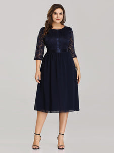 A Line Lace Cocktail Party Dress Knee Length EZ