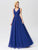 A Line V Neck See Through Long Bridesmaid Dress F