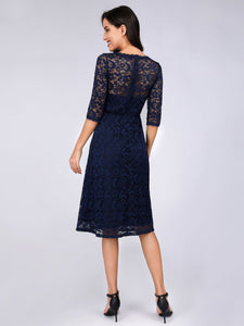 Half Sleeves Lace Evening Cocktail Bridesmaid Dress F