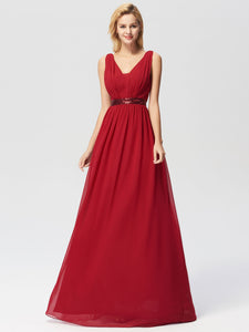 A Line DeF V Neck Sleevelesss Long Prom Dress EZ