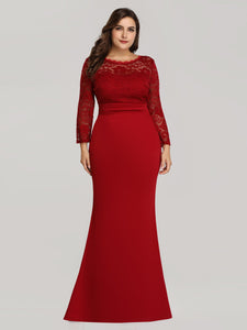 Mermaid Illion Neck Long Sleeve Lace Evening Dress EZ