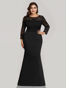 Mermaid Illion Neck Long Sleeve Lace Evening Dress EZ