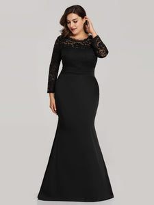 Mermaid Illion Neck Long Sleeve Lace Evening Dress EZ