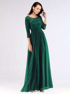 Long Lace Green Evening Bridesmaid Dresses F