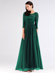 Long Lace Green Evening Bridesmaid Dresses F