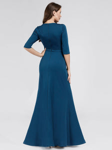 High Stretch Floor Length Evening Dresses with Half Sleeve EZ