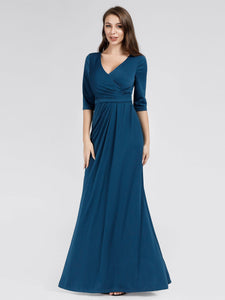 High Stretch Floor Length Evening Dresses with Half Sleeve EZ