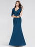 High Stretch Floor Length Evening Dresses with Half Sleeve EZ