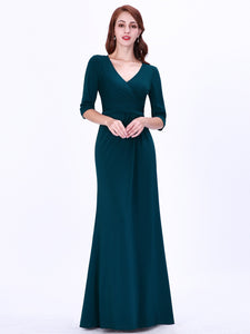 High Stretch Floor Length Evening Dresses with Half Sleeve EZ