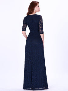 Floor Length Lace Dresses with Long Sleeve EZ