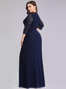 Floor Length Lace Dresses with Long Sleeve EZ