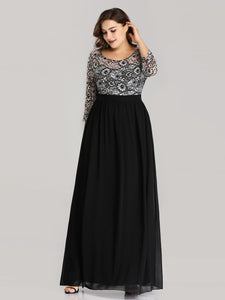 A Line Long Lace Pl Size Evening Dress EZ