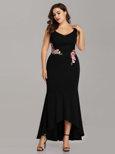 Long Hi-low V Neck plique  Pl Size Dresses EZ