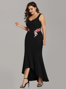 Long Hi-low V Neck plique  Pl Size Dresses EZ