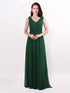 A Line V Neck Long Chiffon Bridesmaid Dress F