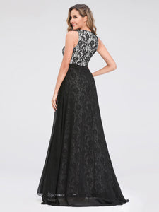 A Line Sleeveless Lace Evening Dress EZ