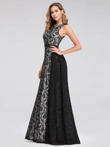 A Line Sleeveless Lace Evening Dress EZ