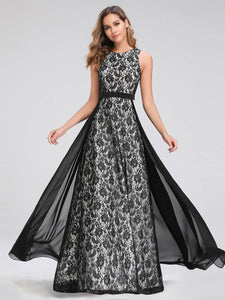 A Line Sleeveless Lace Evening Dress EZ