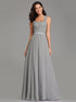 A Line Long Chiffon Bridesmaid Dress With Lace Bodice F