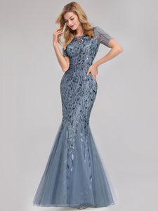 Floral Sequin Print Fishtail Tulle Dresses EZ