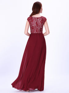 A Line Floor Length Lace Bridesmaid Dress F