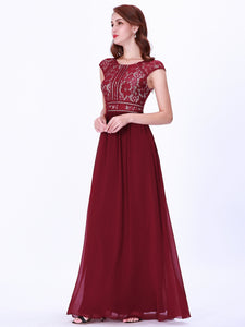 A Line Floor Length Lace Bridesmaid Dress F