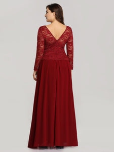 Long Sleeve Burgundy Lace Dress for  EZ