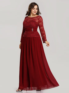 Long Sleeve Burgundy Lace Dress for  EZ