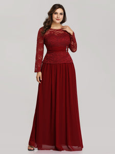 Long Sleeve Burgundy Lace Dress for  EZ