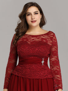 Long Sleeve Burgundy Lace Dress for  EZ