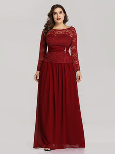 Long Sleeve Burgundy Lace Dress for  EZ