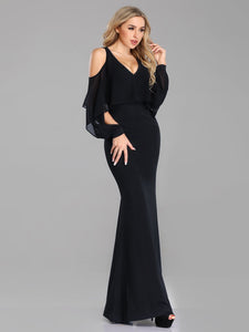 Glamoro V-Neck Ruffles Evening Dress EZ